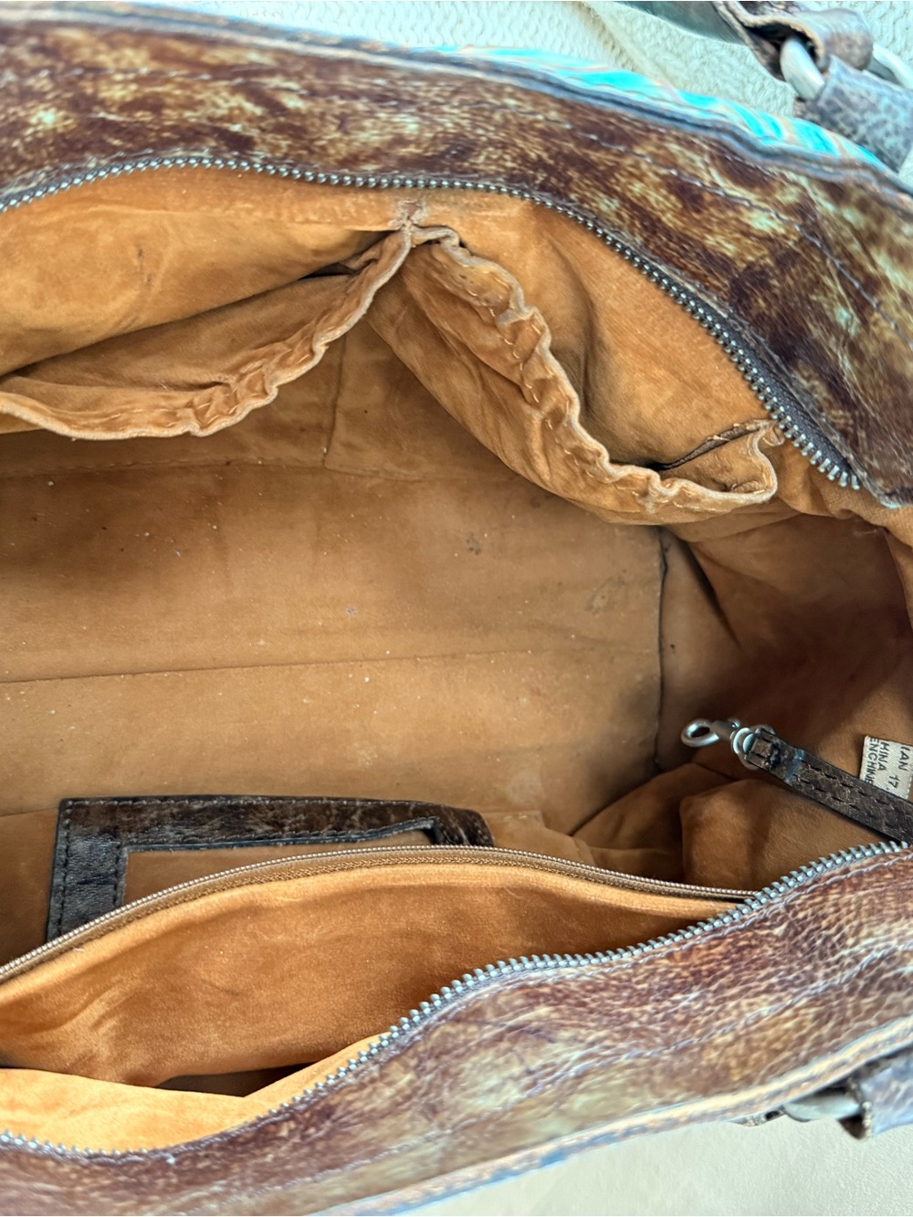 Patricia Nash Large Tooled Leather Turquoise Floral Tote Bag. - Picture 11 of 13